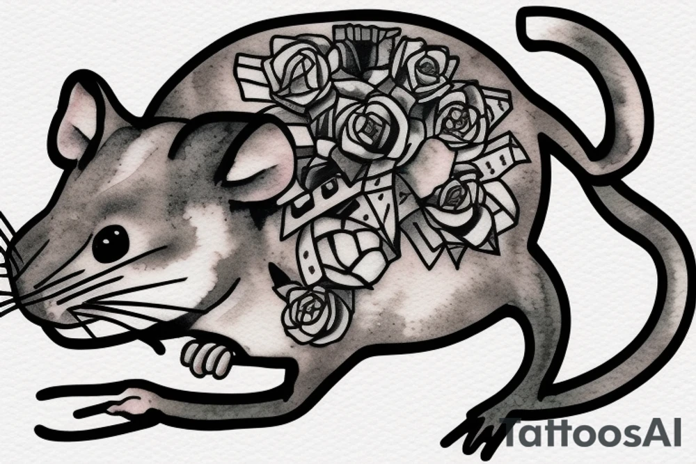 A rat drinking in a bar tattoo idea
