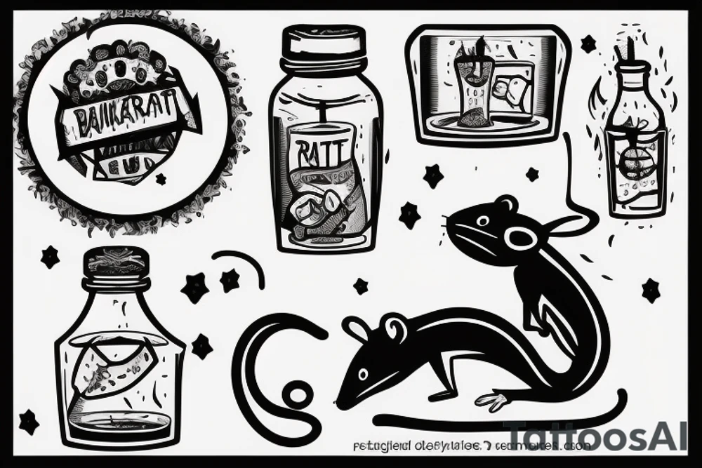 A rat drinking in a bar tattoo idea