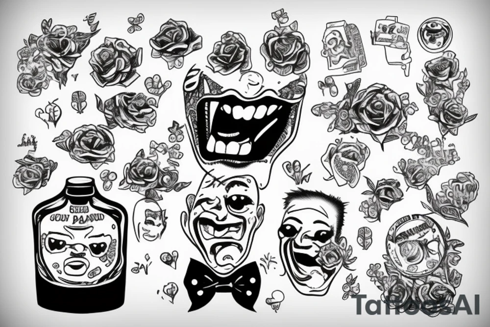 Laughing now crying later money bags lonely tattoo idea