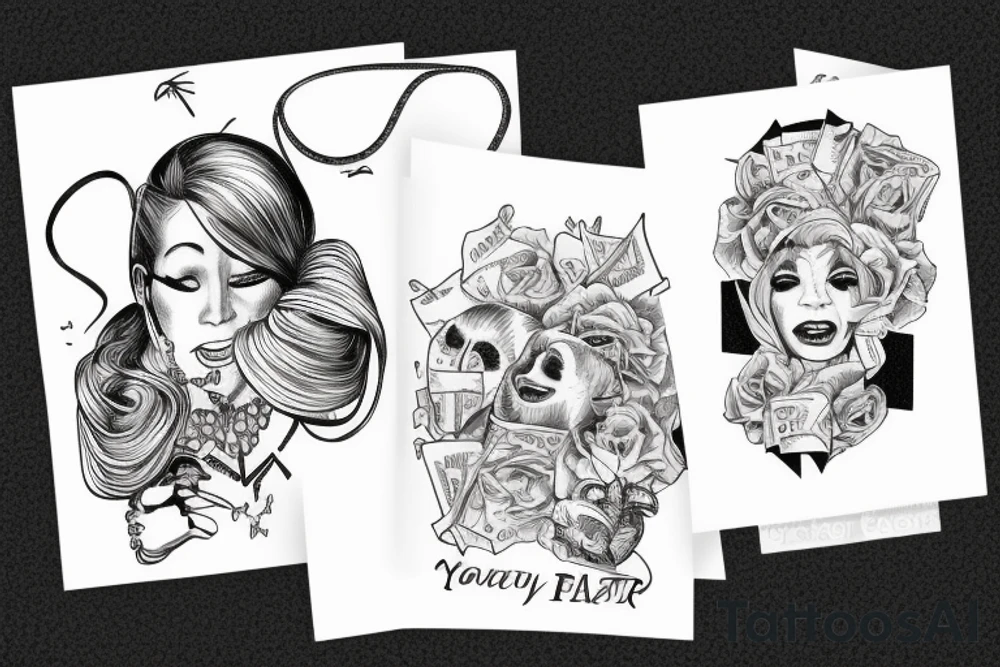 Laugh now cry later money bags lonely tattoo idea