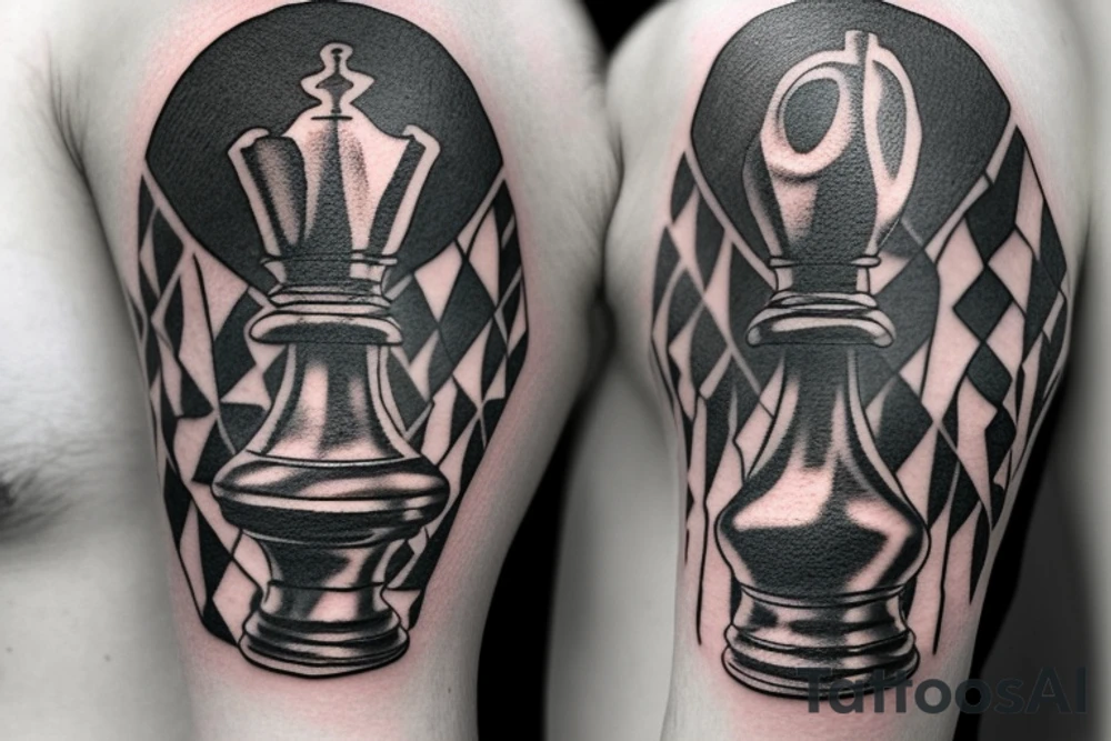 Pawn chess piece with king chess piece shadow tattoo idea