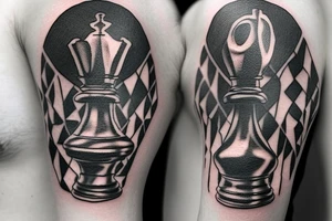 Pawn chess piece with king chess piece shadow tattoo idea