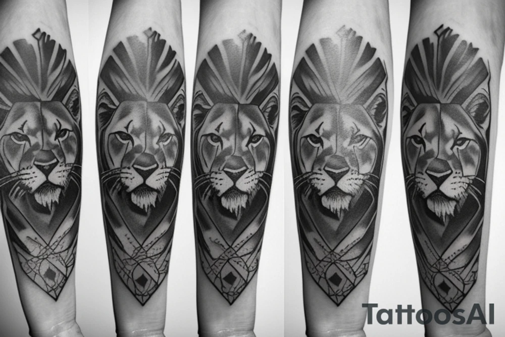 Lioness with four cubs tattoo idea