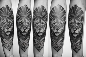 Lioness with four cubs tattoo idea