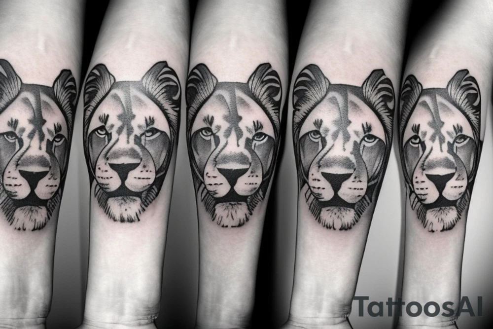 Lioness with four cubs tattoo idea