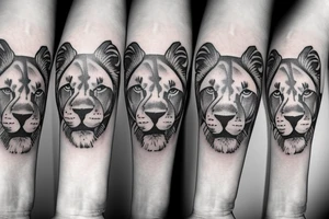 Lioness with four cubs tattoo idea