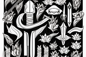 Half sheathed katana with lilies tattoo idea