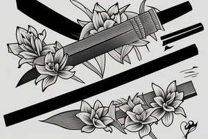Half sheathed katana with lilies tattoo idea