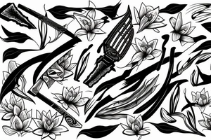 katana with lilies tattoo idea