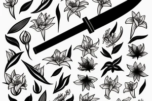 katana with lilies tattoo idea