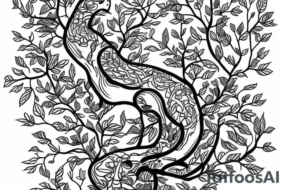 a long cat sitting on the tree tattoo idea