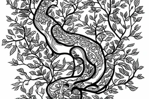 a long cat sitting on the tree tattoo idea