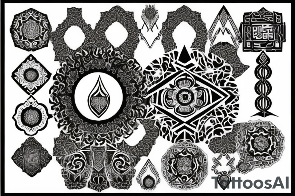 arabic ornament on the face tattoo idea