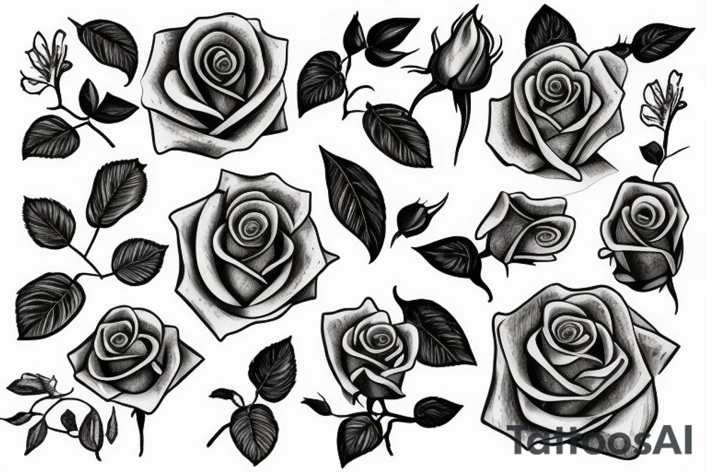 Rose with the stem spelling yolanda tattoo idea