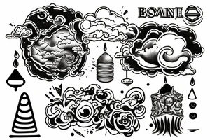 a balance and on top of one side sand which is dripping and on the other a cloud tattoo idea