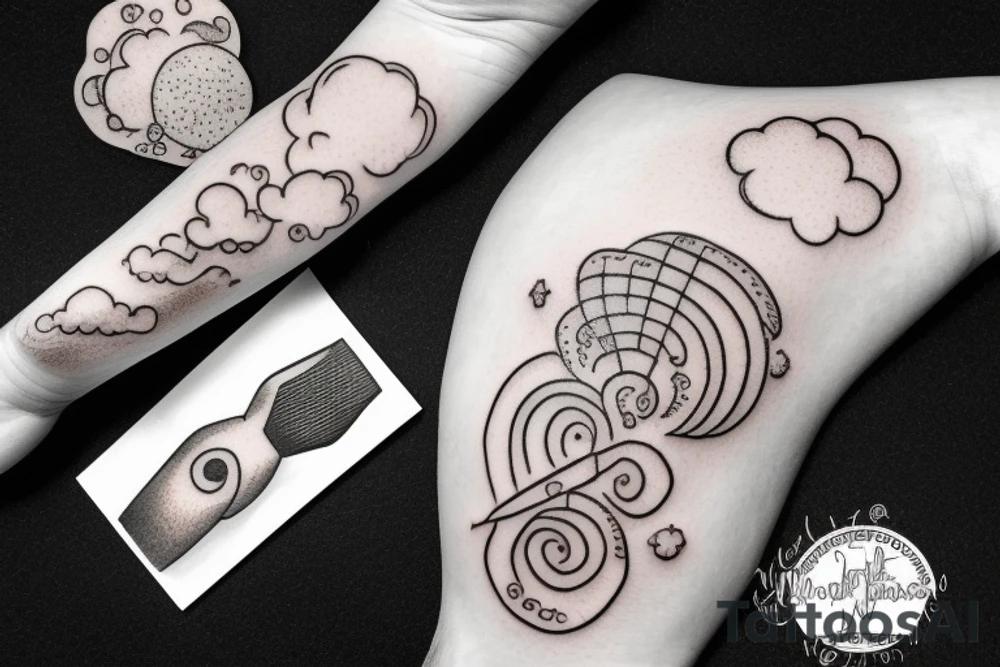 a balance and on top of one side sand which is dripping and on the other a cloud tattoo idea