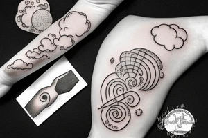 a balance and on top of one side sand which is dripping and on the other a cloud tattoo idea