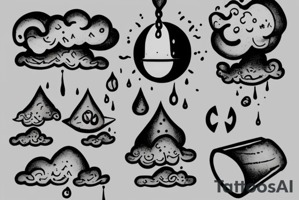 i want to see a balance on the left side there is sand which is dripping and on the right we see a cloud. tattoo idea