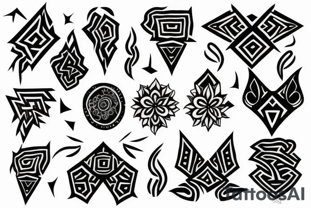 A mix of blackwork, geometric tattoo idea