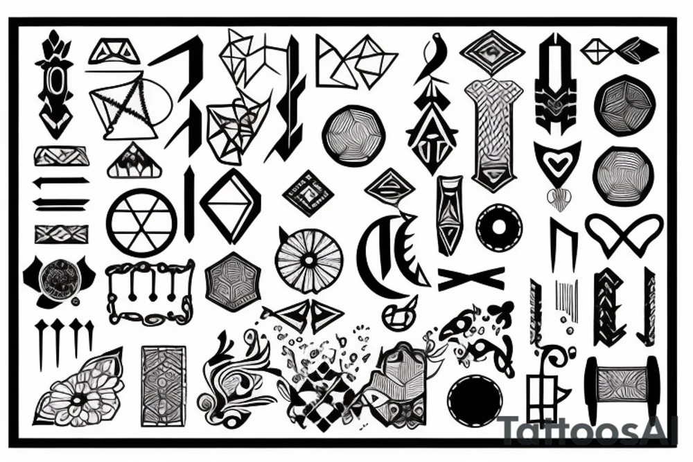 A mix of blackwork, geometric tattoo idea