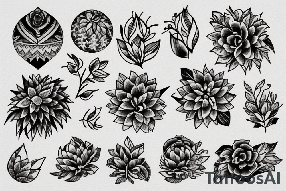 minimal floral ornament tattoo idea