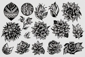 minimal floral ornament tattoo idea