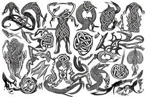 Norse back tattoo Knott work traditional tattoo idea