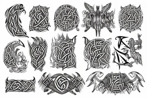 Norse back tattoo Knott work traditional tattoo idea