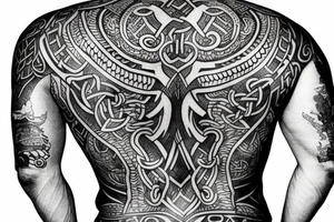 Viking 
back tattoo Knott work traditional tattoo idea