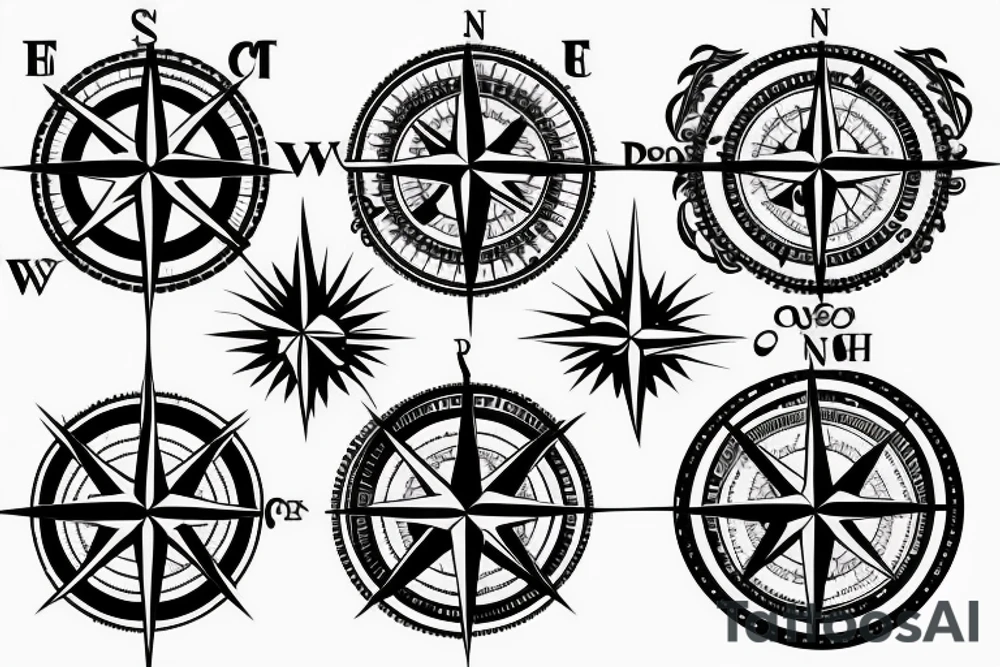 Compass showing the way to death tattoo idea