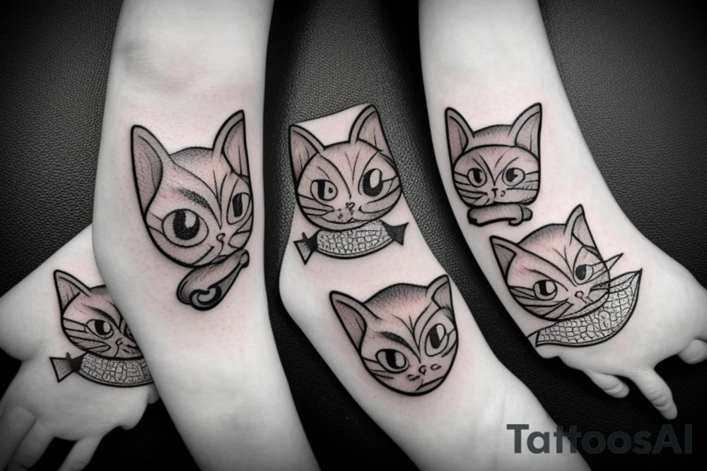 Black cat with funny hat tattoo idea