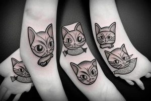 Black cat with funny hat tattoo idea