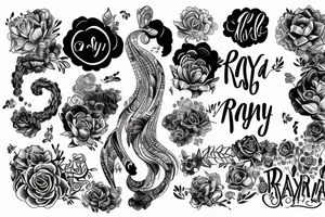 on the name rayna in a funky style tattoo idea