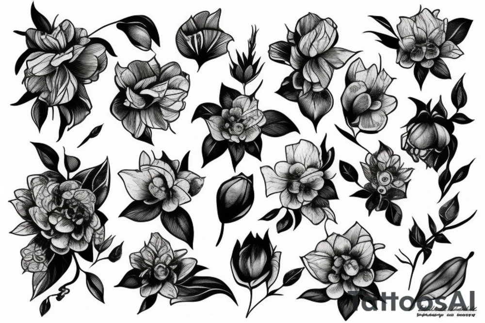black hellebore flowers, arm tattoo tattoo idea