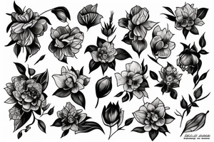 black hellebore flowers, arm tattoo tattoo idea