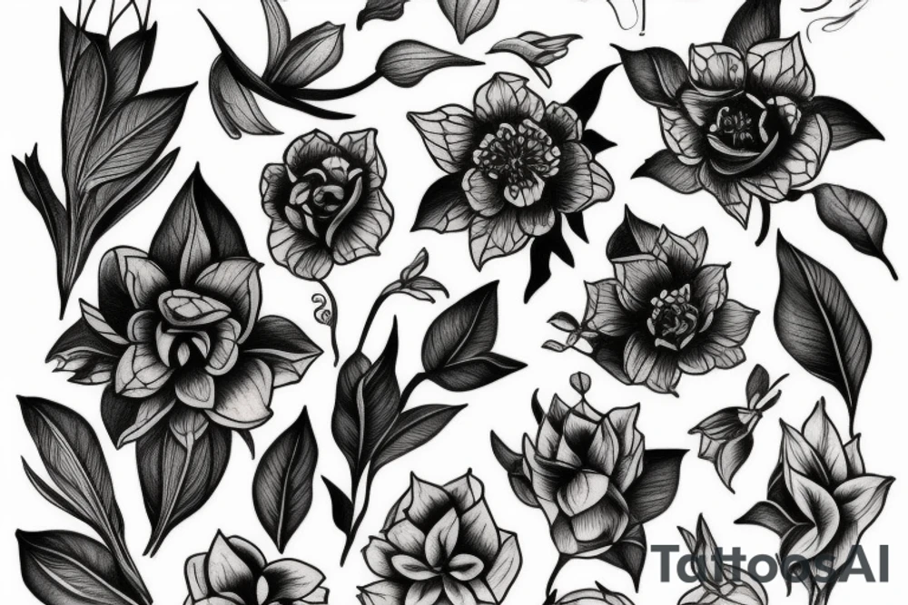 black hellebore flowers, arm tattoo tattoo idea
