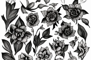 black hellebore flowers, arm tattoo tattoo idea