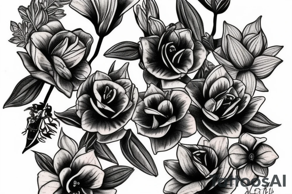 black hellebore flowers, arm tattoo tattoo idea