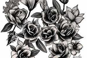black hellebore flowers, arm tattoo tattoo idea