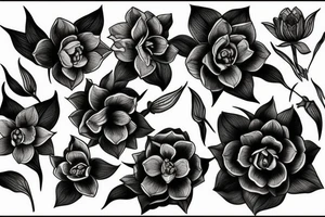 black hellebore flowers with snake tattoo idea