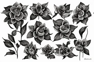 black hellebore flowers with snake tattoo idea