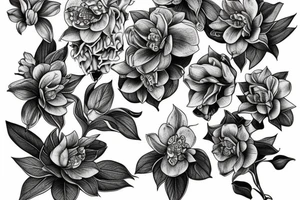 hellebore flowers with snake tattoo idea