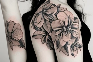 hellebore flowers with snake tattoo idea