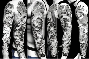 Japanese dragon sleeve with hannya mask tattoo idea