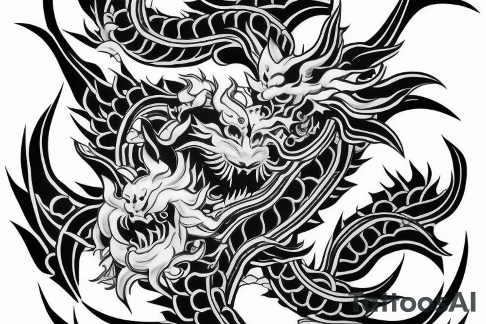 Japanese dragon sleeve with hannya mask tattoo idea