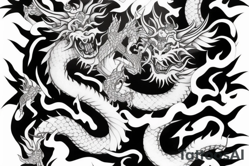 Japanese dragon sleeve with hannya mask tattoo idea