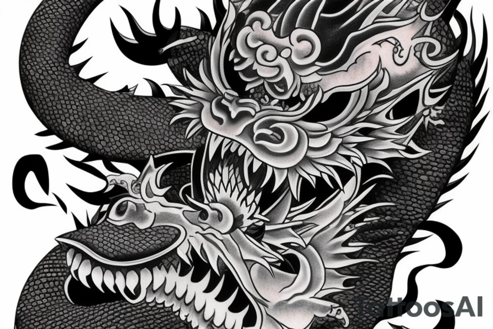 Japanese dragon sleeve with hannya mask tattoo idea