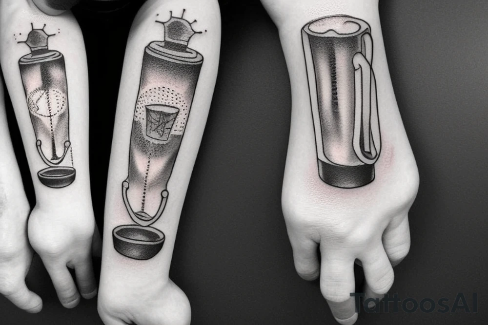 Hand holding beer mug tattoo idea