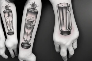 Hand holding beer mug tattoo idea