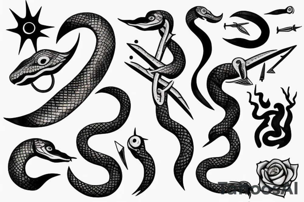 snake
dagger
moon tattoo idea